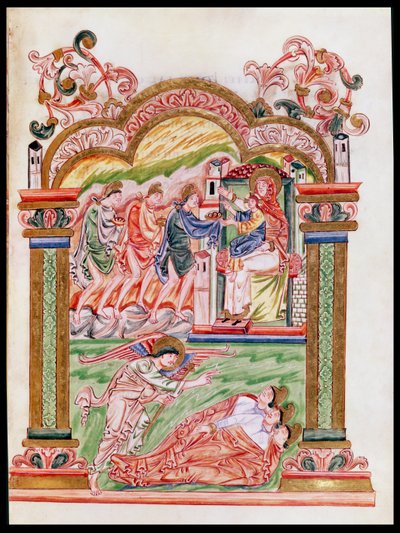 Ms 274 (Y-6) fol.37 El Sueño y la Adoración de los Magos, del Misal de Roberto de Jumieges, c.1016 de English School