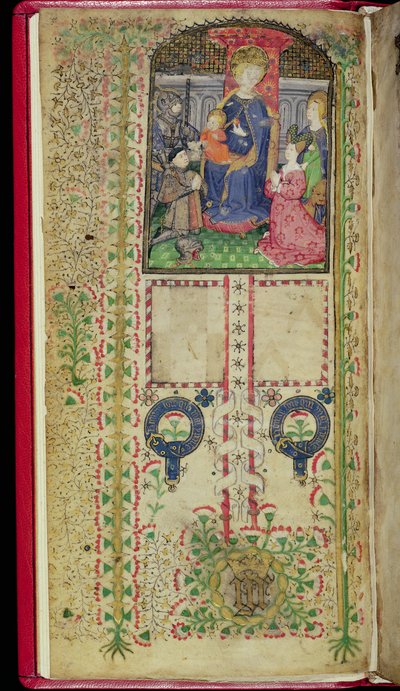 Ms 41-1950, f.2v: Página de dedicación de un Libro de Horas perteneciente a Margaret Beauchamp, c.1424 de English School