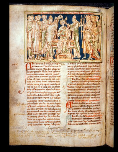 Ms 6712 (A.6.89) fol.115v Eduardo el Confesor (1004-66) miniatura de Flores Historiarum, por Matthew Paris, 1250-52 de English School