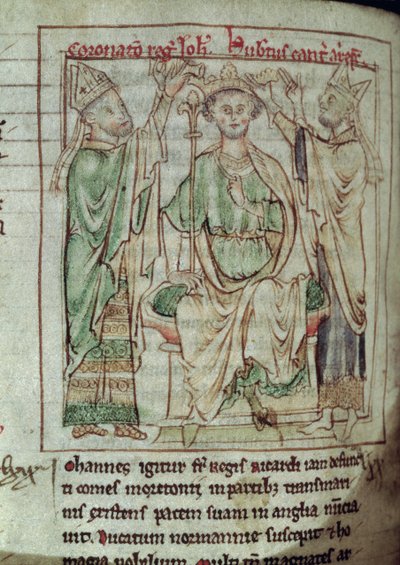 Ms 6712 (A.6.89) fol.144v Rey Juan (1167-1216), miniatura de Flores Historiarum, por Matthew Paris, 1250-52 de English School