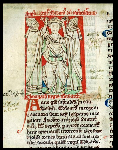 Ms 6712 (A.6.89) fol.247v Eduardo I (1239-1307), miniatura de Flores Historiarum, por Matthew Paris, 1250-52 de English School