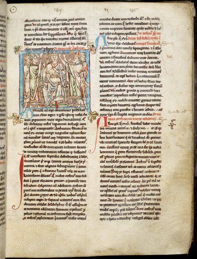 Ms 6712 (A.6.89) fol.53 Rey Arturo, miniatura de Flores Historiarum, por Matthew Paris, c.1250-52 de English School
