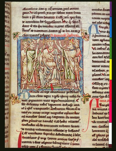 Rey Arturo, miniatura de Flores Historiarum, por Matthew Paris, c.1250-52 de English School