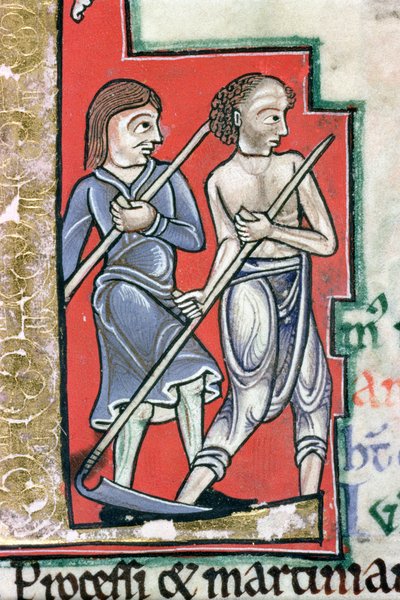 Ms Hunter 229 f.4r Segar, del Salterio Hunteriano, c.1170 (pluma y temple sobre vitela) (detalle) de English School