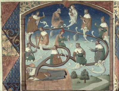Ms Hunter 36 f.36v Dios, del Salterio Hunteriano, c.1170 de English School