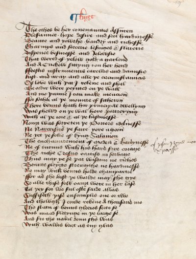 Ms. New Coll 314, f19r, Los cuentos de Canterbury por Geoffrey Chaucer de English School