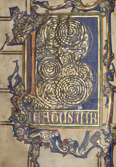 Ms. New Coll 358, frontispicio, Salterio, St. Alban’s de English School