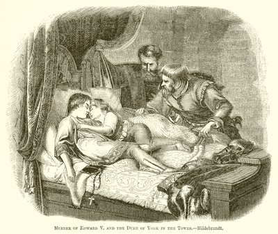 Asesinato de Eduardo V y el duque de York en la Torre.--Hildebrandt de English School