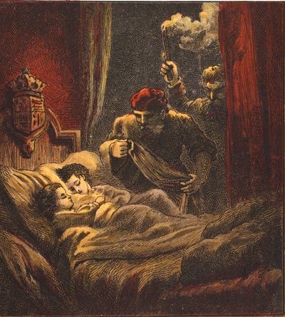El asesinato de los principitos, pub. 1890 (litografía en color) de English School