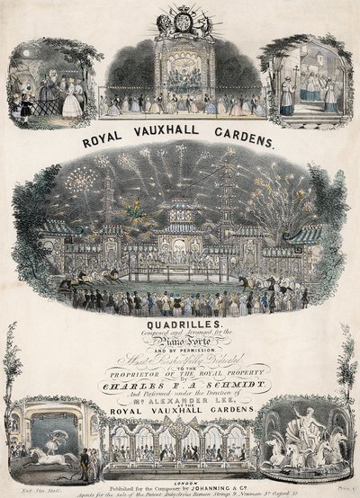 Partitura musical para Royal Vauxhall Gardens Quadrilles por Charles F A Schmidt de English School