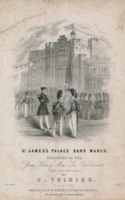 Partitura musical para la Marcha de la Banda del Palacio de St. James de English School