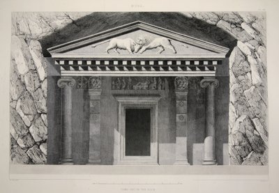 Myra - Tumba cortada en la roca, de Las principales ruinas de Asia Menor, pub. 1863 de English School