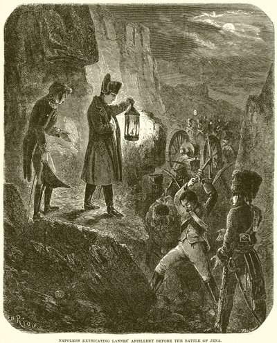 Napoleón extrayendo la artillería de Lannes antes de la Batalla de Jena de English School