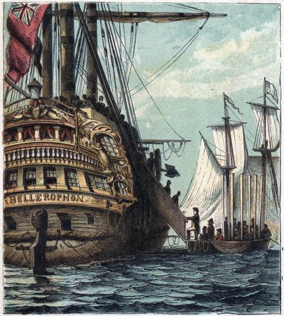 Napoleón I es entregado a los ingleses. Embarque de Napoleón a Santa Elena a bordo del Bellerophon el 15 de julio de English School