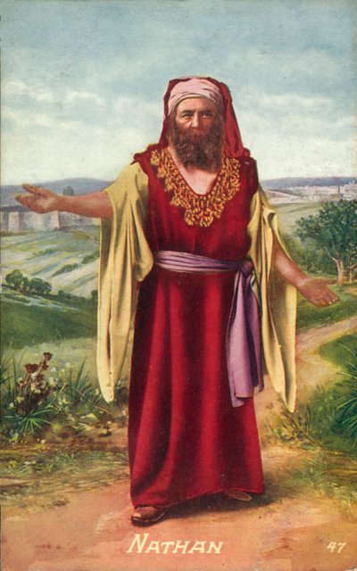 Natán, profeta del Antiguo Testamento (litografía en color) de English School