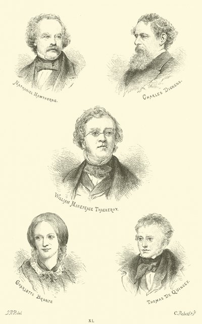 Nathaniel Hawthorne, Charles Dickens, William Makepeace Thackeray, Charlotte Bronte, Thomas De Quincey de English School