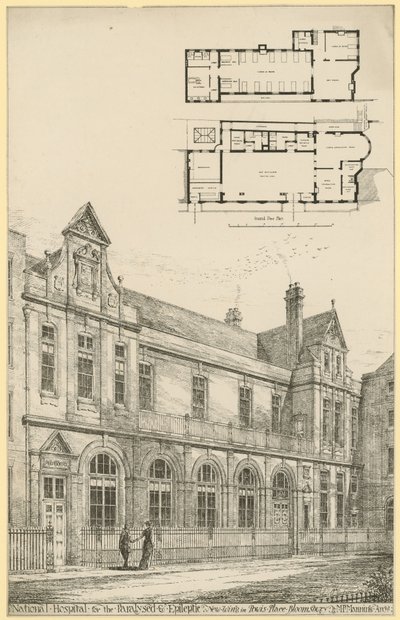 Hospital Nacional para Paralíticos y Epilépticos: nueva ala en Powis Place, Bloomsbury de English School