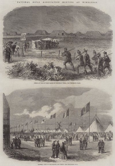 Reunión de la Asociación Nacional de Tiro en Wimbledon (grabado) de English School