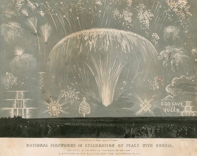 Fuegos artificiales nacionales en celebración de la Paz con Rusia, 29 de mayo de 1856 de English School