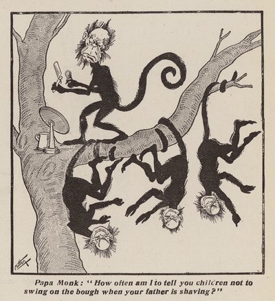 Monos traviesos (litografía) de English School