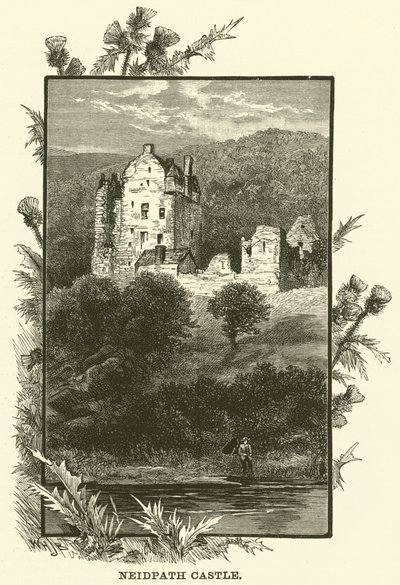 Castillo de Neidpath (grabado) de English School