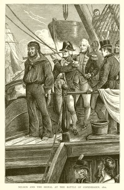 Nelson y la señal en la batalla de Copenhague, 1801 de English School