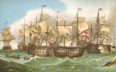Nelson abordando el San Nicolás de English School