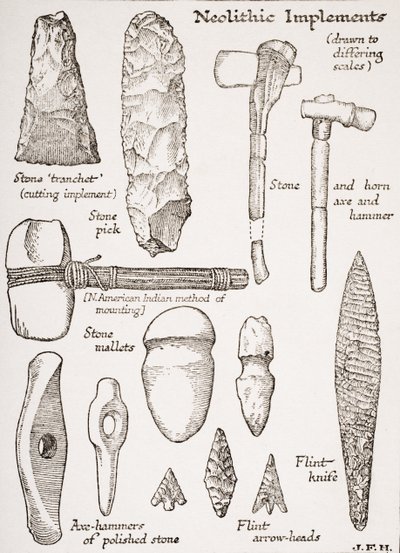 Instrumentos neolíticos, ilustración de 