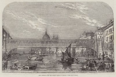 Nuevo Puente sobre el Gran Canal en Venecia (grabado) de English School