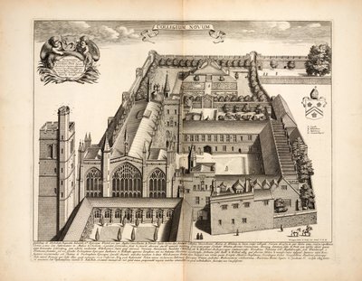 New College, lámina 19 de Oxonia Illustrata por David Loggon, Oxford 1675 de English School