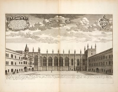 New College, lámina 20 de Oxonia Illustrata por David Loggon, Oxford 1675 de English School