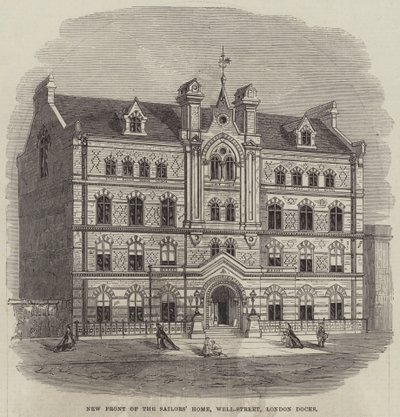 Nueva fachada del Hogar de Marineros, Well-Street, London Docks de English School
