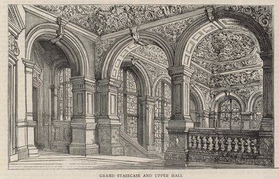 Nuevo edificio del Club Constitucional en Northumberland Avenue: Gran escalera y salón superior de English School