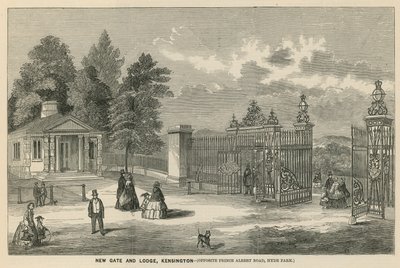 Nueva puerta y casa de campo, Kensington, frente a Prince Albert Road, Hyde Park de English School