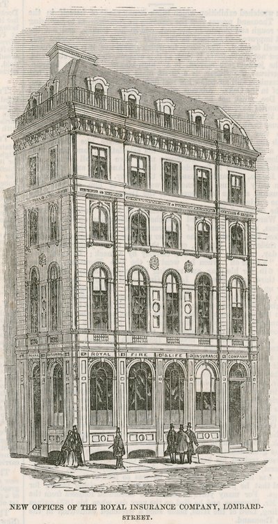 Nuevas oficinas de la Royal Insurance Company, Lombard Street, Londres de English School