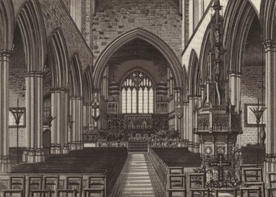 Interior de la iglesia de Newbury (litografía) de English School