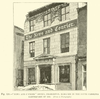 Oficina de Noticias y Correo, Charleston, dañada en el Terremoto de Carolina del Sur de 1886 de English School