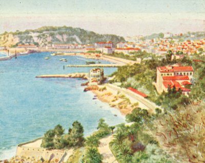 Niza y Baie des Anges (litografía en color) de English School