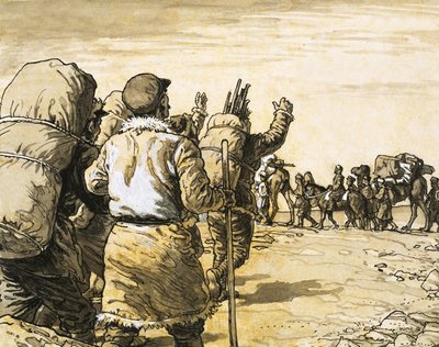 Nikolai Prjevalsky viaja por el desierto de Gobi y se encuentra con un tren de camellos de English School