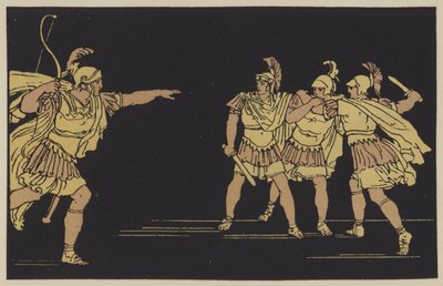 Nisus y Euryalus (litografía en color) de English School
