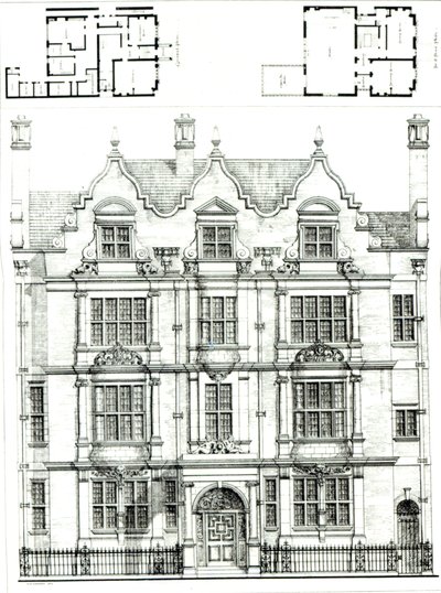 No.70 Ennismore Gardens, South Kensington, de The Building News, 23 de julio de 1886 de English School