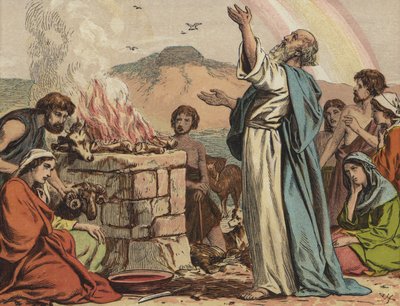 El sacrificio de Noé después del diluvio de English School