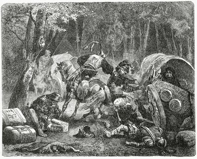 Nobles saqueando a comerciantes viajeros de English School