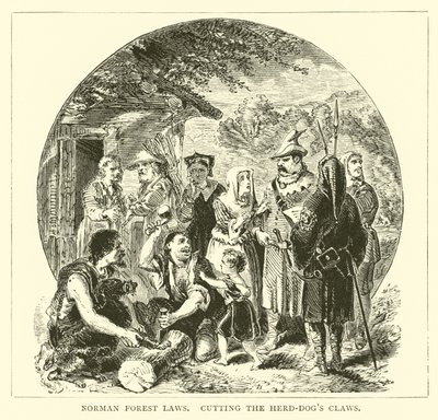 Leyes forestales normandas, cortando las garras de los perros de caza de English School