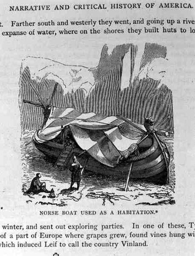 Barco Nórdico Usado como Habitación, de Narrativa e Historia Crítica de América, pub. en 1889 de English School