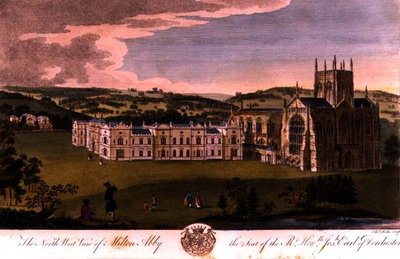 Vista noroeste de la Abadía de Milton, residencia del Muy Honorable Joseph, Conde de Dorchester, grabado por Edward Rooker de English School