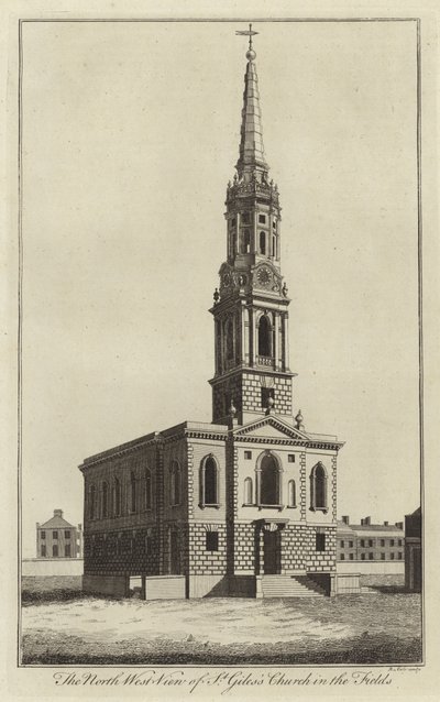 Vista noroeste de la Iglesia de St Giles in the Fields, Londres de English School