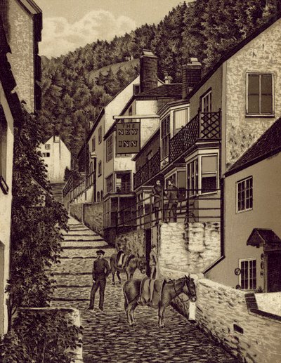 North Devon: Clovelly, Main Street (litografía) de English School