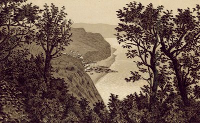 North Devon: Clovelly desde Hobby Drive (litografía) de English School