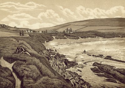 Norte de Devon: Woolacombe Sands (litografía) de English School